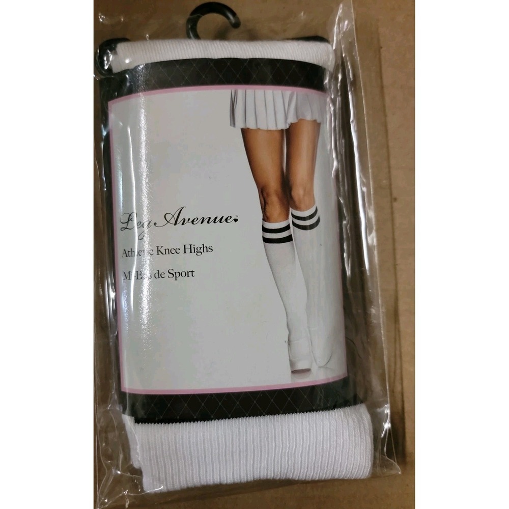 Athletic/Cosplay Knee Highs White/Black By Leg Avenue #5522 Brand New In Package